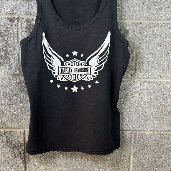 Harley-Davidson Tops - Harley-Davidson Scoop Neck Graphic Logo Sleeveless Tank Top Black Medium